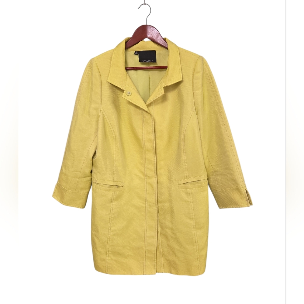 Carlisle‎ Women's Trench Coat Size 14 Neon Green Yellow Business Causal Colorful
